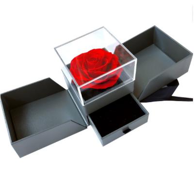 China Wholesale Factory Price Durable Preserved Rose Eternal Flowers Jewelry Packing Gift Box In Cubic Box for sale