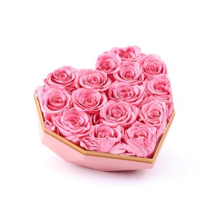 China New Trend Durable Heart Shape Charming Beautiful Color Preserved Rose Flower For Love Valentine's Day Gift for sale