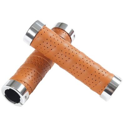 China Microfiber / Cow Leather KIVI B010 Cow 95 130 Mm Retro Road Bike Bicycle Leather Handlebar Grips for sale