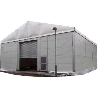 China Large Waterproof Industrial Geoponic Temporary Outdoor Metal Warehouse Tent With Rolling Door for sale