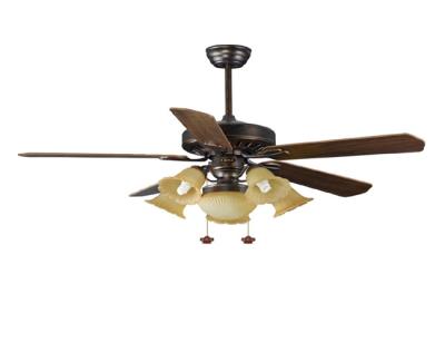 China American style luxury design ceiling fan with lights 5 pieces wood blade remote control for sale