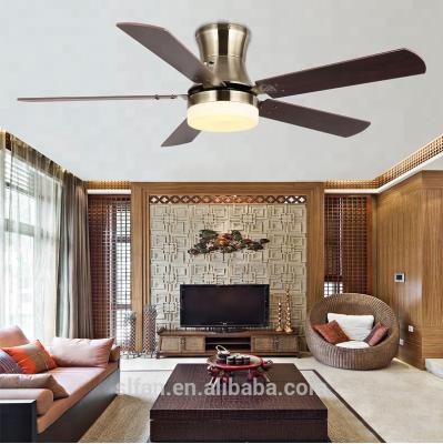 China low profile ceiling fan wooden with LED light brushed nickel ceiling fan light remote control for sale