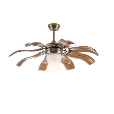 China classic 42 inches retractable ceiling fan light with hidden blades LED ceiling fan folding blades for sale