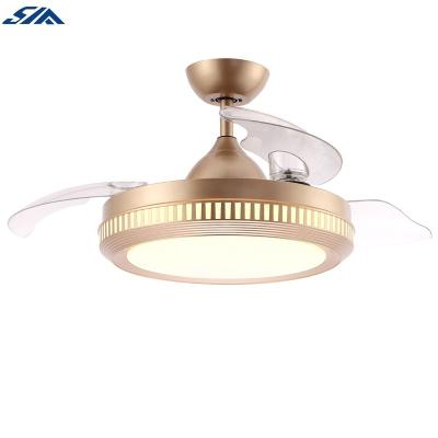 China 42 inch low watt bldc motor 6 speeds American style rose gold fandelier invisible bladeless ceiling fan for home à venda