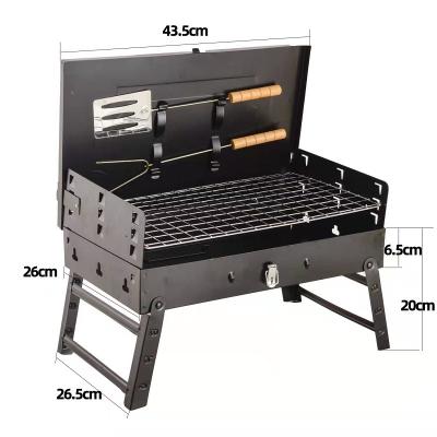 China Popular Easily Assembled Mini Folding BBQ Grill with Wind Shield for Outdoor BBQ Camping Height Adjustable Cooking Grill Easy Install Grill for sale