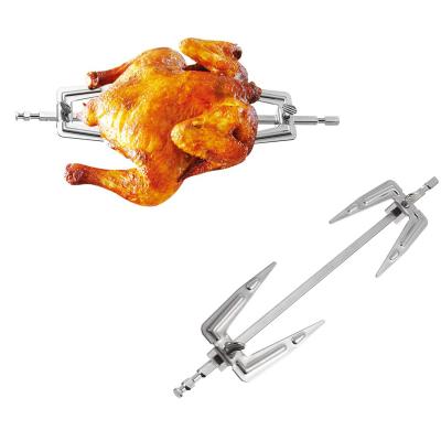 China Easily Cleaned Adjustable BBQ Skewers Grill Chicken Shaft Stainless Steel Grilled Fork Oven Accessories for sale