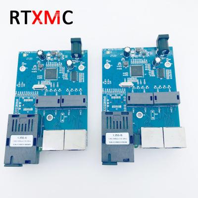 China Fiber Optics Connect Industrial Gigabit Ethernet Switch 2 Port 1.25G 1000M 2 RJ45 UTP Media Converter Panel Fiber Optic PCB PCBA 1310/1550MC FTTH 1SC for sale