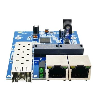 China 1SFP 2RJ45 Fiber Media Converter Gigabit10/100/1000M Ethernet Transceiver Industrial Switch Board PCBA 1310/1550NM FTTH 1G-SFP-MC for sale