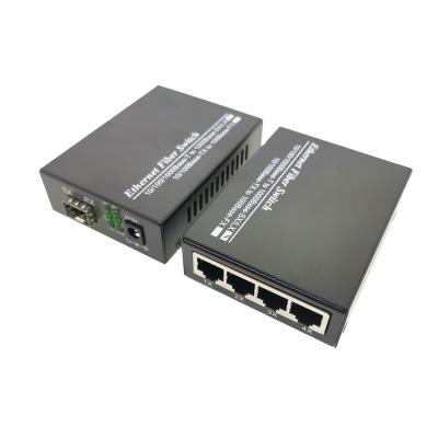 China Industrial Fiber Optic Transceiver Gigabit 10/100/1000M Media Converter Fiber Optic Switch MC FTTH 1G-1SFP-4RJ45 1SFP 4RJ45 for sale