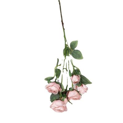 China European Decorative Rose Wholesale 6 Heads European High Quality Artificial Home Rose Bouquet Table Decorations Wedding for sale