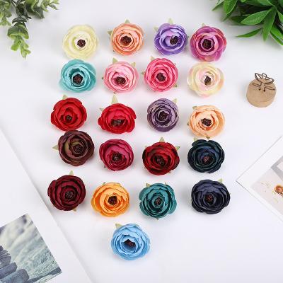 China Elegant Tea Rose Heads Home Wedding Decor Camellia Artificial Retro European Tea Rose Bud from wholesale DIY for sale