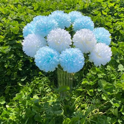 China Hot Selling Artificial Flowers Ping Pong Chrysanthemum Single Stem Dandelion Indoor Outdoor Decoration Flowers for Home Decoration for sale