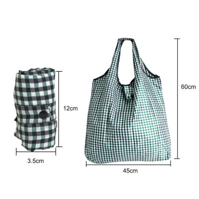 China Tote Bag Large Reusable 190T Heavy Duty Expandable Polyester Folding Folding Grocery Bag for sale