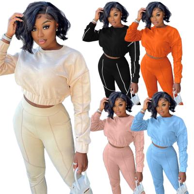 China 2022 New Arrival Women's Breathable Tracksuit Casual Spring Crop Tops Set Two Pieces And Yoga Leggings Sweatsuit Women Naked Jogger Set for sale