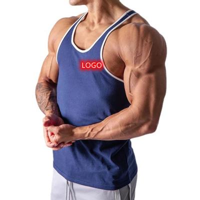 China 2022 QUICK DRY Customize LOGO Summer Solid Color Cotton Gym Vest Fitness Sports Men Sleeveless Tank Top for sale