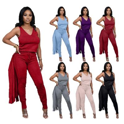 China H1532-new arrival anti-static tube top with jogger pants 3 pieces set women pant suit sets sweat sets for sale