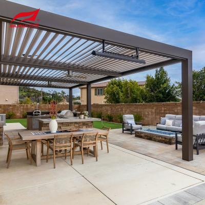 China 4x4 Gemotoriseerde Aluminium Outdoor Pergola Met Zijkanten Patio Lamellen Tuin Pergola Te koop