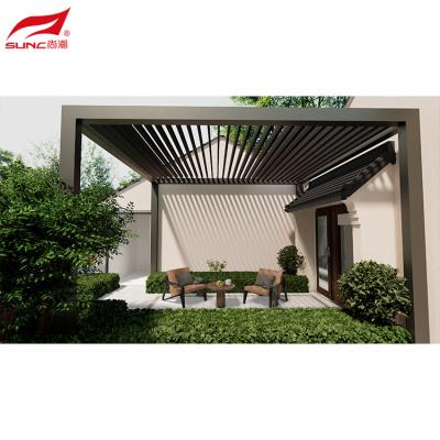 China Smart Home Compatible Motorized Pergola Weatherproof Aluminum Pergola With Wall Mount Installation for sale