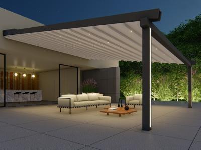 China Protección de lluvia retractable bioclimática de la pérgola del tejado el 13.5M Width en venta