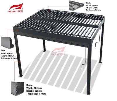 China protección a prueba de viento de Sun de la pérgola Louvered manual de aluminio al aire libre de los 3x3m en venta