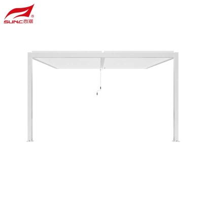 China SUNC 3x3m White Wall-mounted Aluminium Manual Louvered Pergola Outdoor Windproof Waterproof for sale