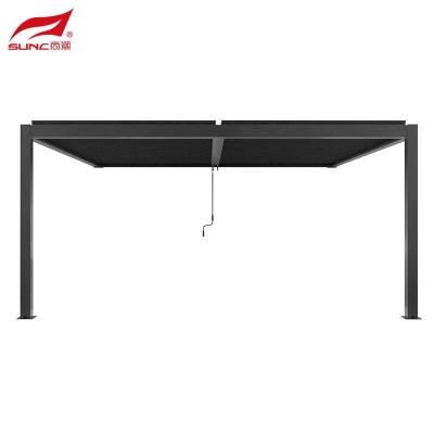 China 4x4m 4x3m Black Wall-mounted Aluminium Manual Louvered Pergola Outdoor Garden Building Gazebo for sale