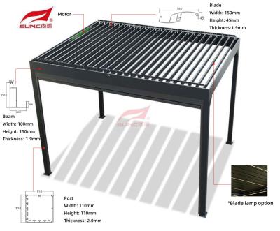 China Gazebo de aluminio al aire libre los 4x4m del jardín de la pérgola Louvered manual de la prenda impermeable en venta