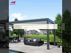 Aluminum Retractable Pergola for Outdoor Scenes Controlled by Remote Control and Smart Home Integration