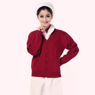 China New style V-neck cardigan good quality sweater for nurse women nurse direct clothing winter warm sweater for sale