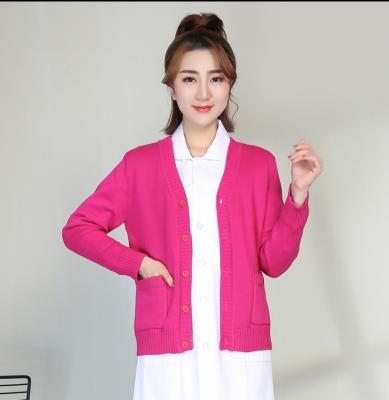 China New style V-neck cardigan good quality sweater for nurse women nurse direct clothing winter warm sweater for sale