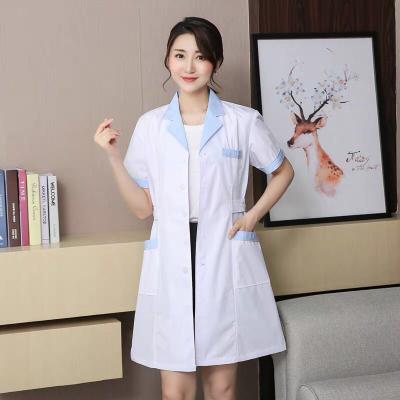 China Hot Selling Trendy Fashion Custom Design White Cotton Doctor Nurse Uniform Hospital Uniforms Ladies Lab Coat for sale