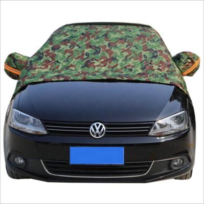 China Sports Car Half Car Cover Half Windshield Car Protector Sunshade Cover Ice Snow Outdoor Windproof With Rear Mirror Covers for sale