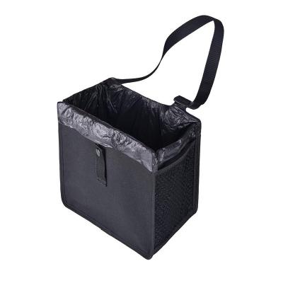 China Travel Car Storage Racks Car Waste Bin Strong Durable Hanging Trash Can With Pockets Side Garbage Bags for sale