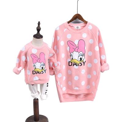 China Cartoon stitch print women's sweatshirt mother and daughter pullover children's sweet warm daisy clothes family outfits matching clothing for sale