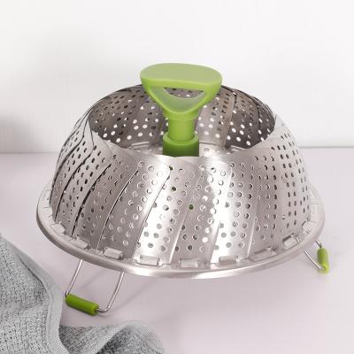 China Sustainable Vegetable Steamer Basket Stainless Steel Steamer Basket Folding Steamer Insert for Veggie Fish Seafood Cooking for sale