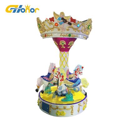 China Outdoor Mini Carousel Amusement Park Kiddie Ride On Game Carousel Horses 3 Seats Small Indoor Children Machine For Sale for sale