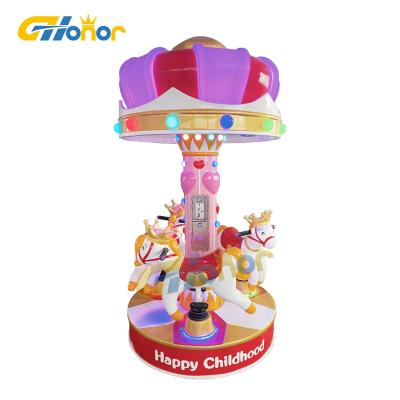 China Portable Entertainment Hall Coin Operated 3 Seats Carousel Horses Game Machine Kiddie Amusement Park Mini Carousel For Sale Ride for sale