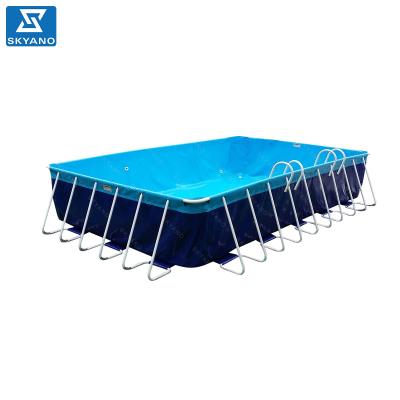 China 0.9mm Galvanized + PVC Thick Steel Pipe Customized Large Metal Frame Swimming Pool For Commercial for sale