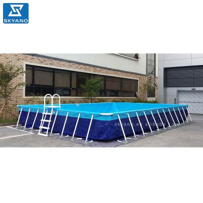 China Galvanized Thick Steel Pipe + 0.9mm PVC Cloth Steel Removable Large Metal Waterproof Commercial Frame Above Water Park Ground Pool for sale