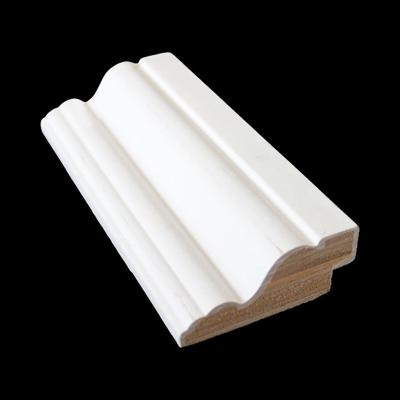 China Contemporary Crown Shape Decorative E0 Pine Poplar LVL Molding MDF Wood Substrate Gesso Primer Door Jamb Wrap White Wainscoting Cornice for sale