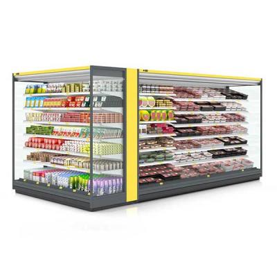 China Single-temperature front open type multideck supermarket cooler display refrigerator for vegetable and drinks for sale