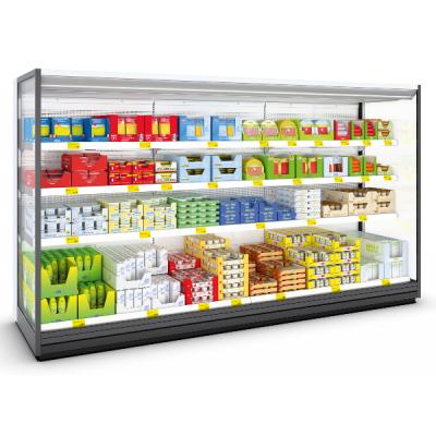 China Single-temperature front open type supermarket multideck display refrigerator for vegetable and drinks for sale