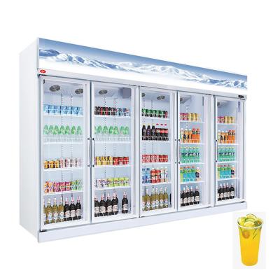 China Single-temperature restaurant equipment/freezer/refrigerator 5 door freezer/refrigerator and display glass freezer,refrigerator,display for drinks for sale