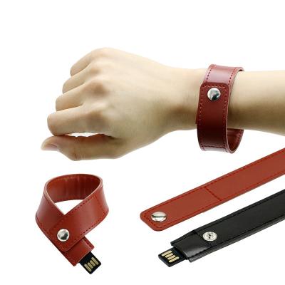 China Agriculture Factory Price Black Leather Brown Wristband USB Flash Drives Wrist Hand Memory Stick 128mb 256mb 4gb 8gb 16gb for sale