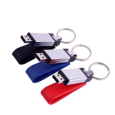 China Best Agriculture Gift USB Reader Leather USB Stick 4GB 8GB 16GB 32GB 64GB Flash Drive Pen Drive With Key Chain Logo Brand for sale