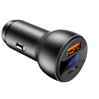 China Car Dual USB SIYOUNI Type C QC PD 3.0 Fast Charging 60W Car USB Charger Mobile Phone Laptop Metal Charger Dual for sale