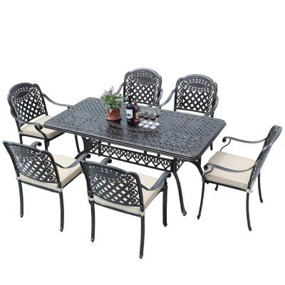 China French hot sale aluminum dining table garden side outdoor furniture luxury outdoor aluminum table and charis table for sale