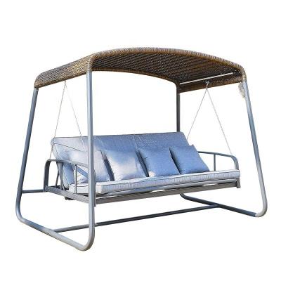 China New Style Modern Patio Rattan Swing Eggs Hot Selling Hanging Chair With Stand Outdoor Patio Swing Chair Made Of Aluminum Alloy for sale