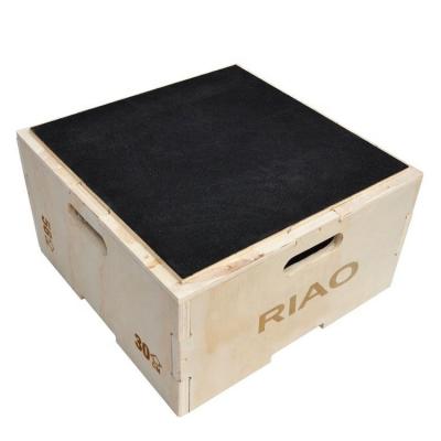 China Strength Training Fitness Gym Equipment Plyometric Anti-Slip Rubber Wooden Box for sale