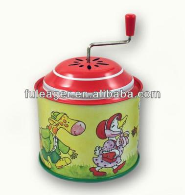 China Chirstmas Gift Christmas Music Tin Box, Hand Crank Operated Music Box for sale